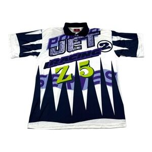 Vintage Red Ox Polo Shirt Mens XL Multicolor Graphic Power Jet Racing USA 90s